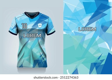 attern design, illustration, textile background for sports t-shirt, football jersey shirt mockup for football club. consistent front view