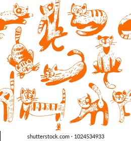 attern of funny cats, vector illustration.