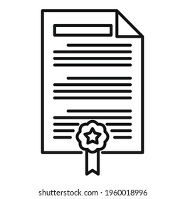 Attestation document icon. Outline Attestation document vector icon for web design isolated on white background