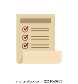 Icono de autenticación. Ilustración plana del icono del vector de atestación aislado en fondo blanco