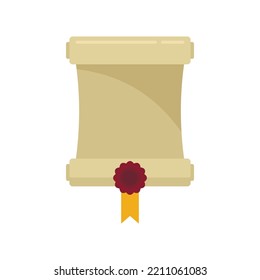 Attestation roll diploma icon. Flat illustration of Attestation roll diploma vector icon isolated on white background