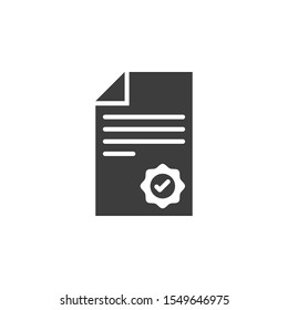 Attestation vector illustration. Glyph style icon