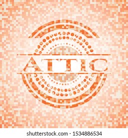 Attic abstract orange mosaic emblem