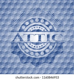 Attic blue hexagon emblem.