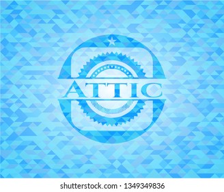 Attic light blue emblem. Mosaic background