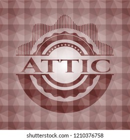 Attic red seamless emblem with geometric pattern background.