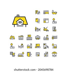 Attic and roof line icon in set on the white background. Two-color high quality outline symbol for web design or mobile app.