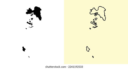 Attica map, Greece, Europe. Filled and outline map designs. Vector illustration