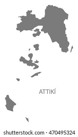 Attiki Grecia Mapa en gris