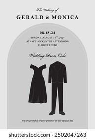 attire guide card for wedding celebration