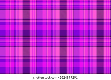 Attire textile vector seamless, selection plaid fabric texture. Layered tartan pattern background check in pink and violet colors palette.