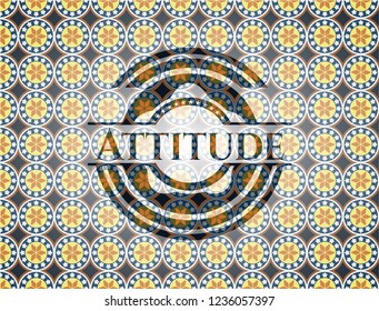 Attitude arabic badge background. Arabesque decoration.