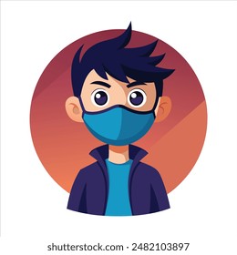 Attitude Boy  vector on mask illustration