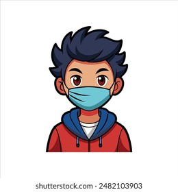Attitude Boy  vector on mask illustration