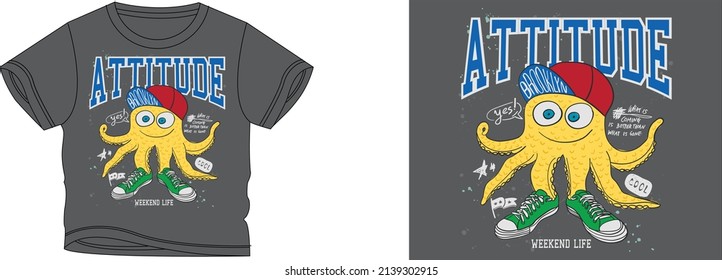 attitude brooklyn t-shirt design background color is a dark gray and t-shirt color is a dark gray beautiful color and beautiful design
