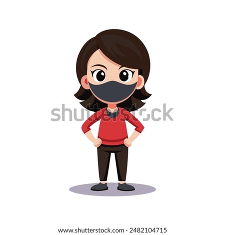 Attitude gril on mask with face vector 