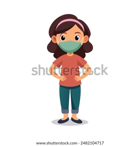 Attitude gril on mask with face vector 