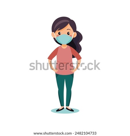 Attitude gril on mask with face vector 