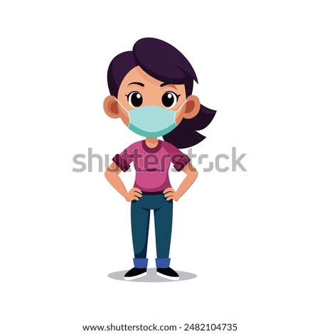 Attitude gril on mask with face vector 