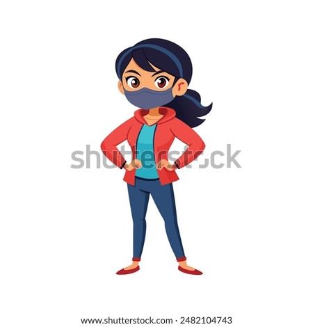 Attitude gril on mask with face vector 