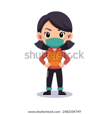 Attitude gril on mask with face vector 