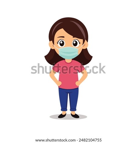 Attitude gril on mask with face vector 