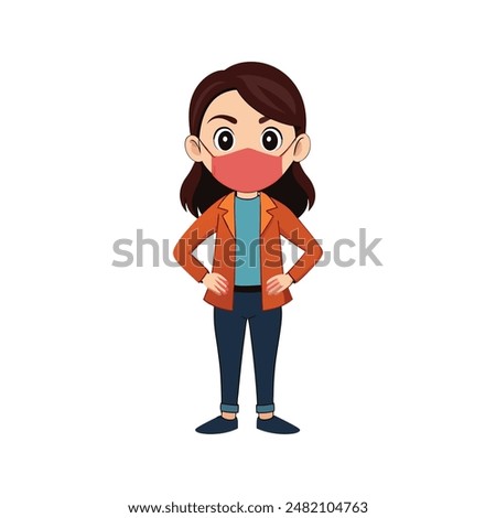 Attitude gril on mask with face vector 