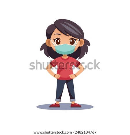 Attitude gril on mask with face vector 