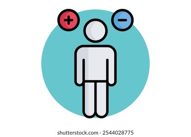 Attitude icon. colored outline icon style. person with minus and plus. icon related to motivation. success elements vector illustration