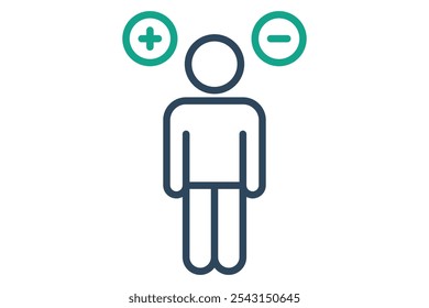 Attitude icon. line icon style. person with minus and plus. icon related to motivation. success elements vector illustration