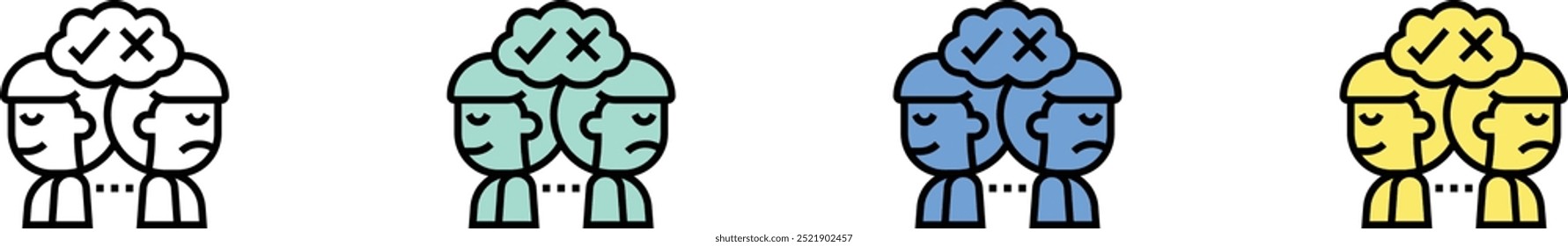 attitude icon. Outline, Green, Blue and Yellow Style Design Isolated On White Background