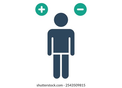 Attitude icon. solid icon style. person with minus and plus. icon related to motivation. success elements vector illustration