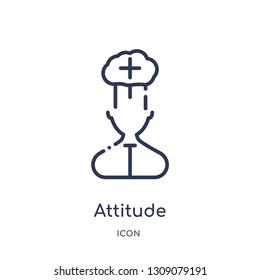 attitude icon from startup outline collection. Thin line attitude icon isolated on white background.