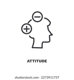 attitude icon. Thin line attitude icon from startup and strategy collection. Outline vector isolated on white background. Editable attitude symbol can be used web and mobile