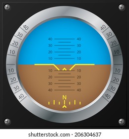 Attitude indicator design on screwed black plate for airplanes