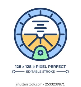 Attitude indicator RGB color icon. Essential cockpit instrument used in aviation. Orientation relative to horizon. Isolated vector illustration. Simple filled line drawing. Editable stroke