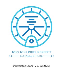 Attitude indicator two color line icon. Essential cockpit instrument used in aviation. Horizon. Bicolor outline symbol. Duotone linear pictogram. Isolated illustration. Editable stroke