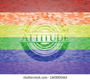 Attitude on mosaic background with the colors of the LGBT flag