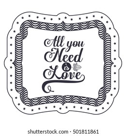 Attitude phrase about love inside frame design