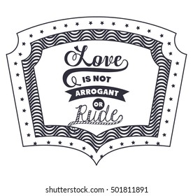Attitude phrase about love inside frame design