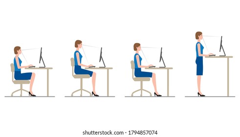 The Attitude Of A Woman Who Works At A Desk With A Computer. Chair Height