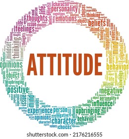 Attitude word cloud conceptual design isolated on white background.