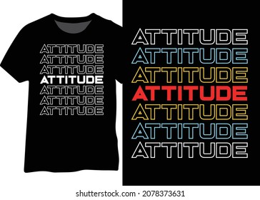 Attitude word retro color design for t shirt, sticker, poster, web