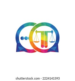 Logo des Rechtsanwalts-Chats-Vektorgrafik. Skaliert Sprache Ballon Symbol Vektorgrafik.