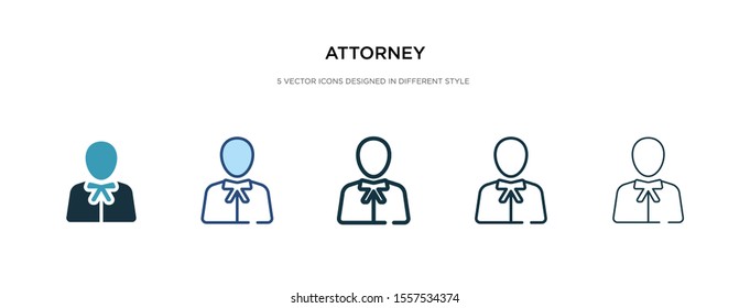 attorney icon in different style vector illustration. two colored and black attorney vector icons designed in filled, outline, line and stroke style can be used for web, mobile, ui