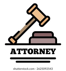 Attorney icon. Outline attorney vector icon color flat isolated