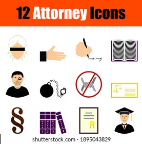 Attorney Icon Set. Flat Design. Fully editable vector illustration. Text expanded.