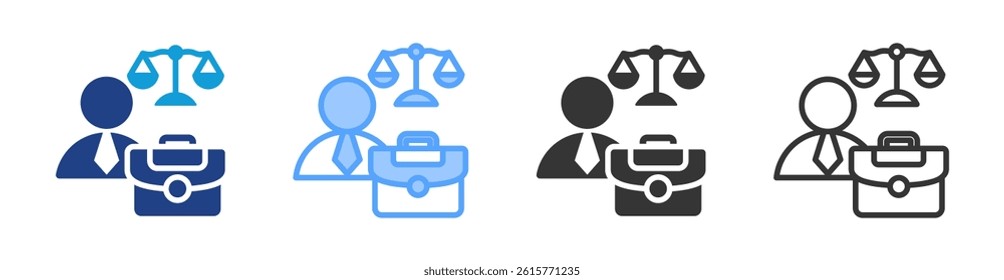Attorney icon set multiple style collection