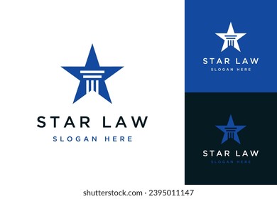 attorney or law design logo, or star with law building pillars