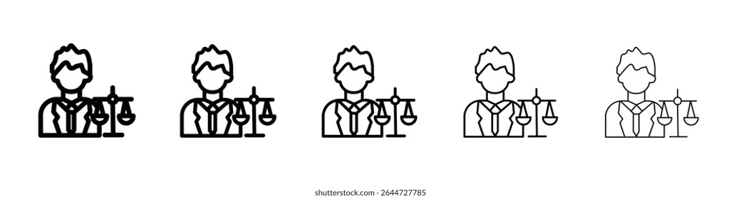 Attorney in law icon flat illustration set logo